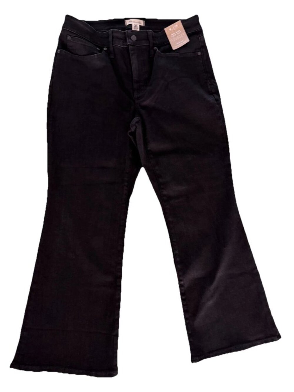 Madewell Women’s Jeans MID RISE KICK OUT Black Sz 14W Magic Pockets Ankle Length